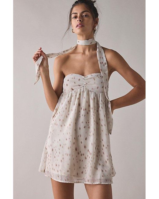 Motel Multicolor Yukio Strapless Scarf Babydoll Mini Dress