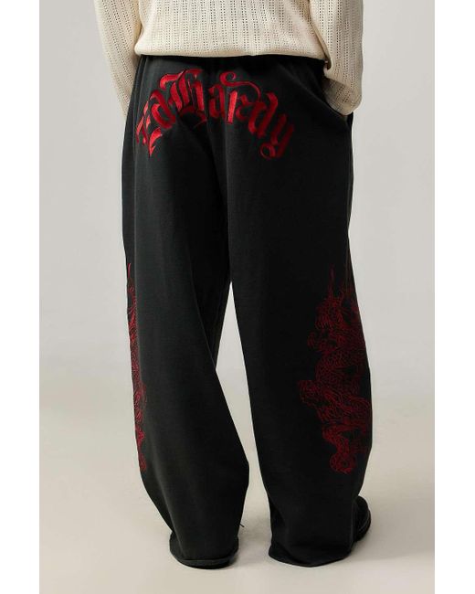 Ed Hardy Uo Exclusive Black Dragon Wide Joggers for men