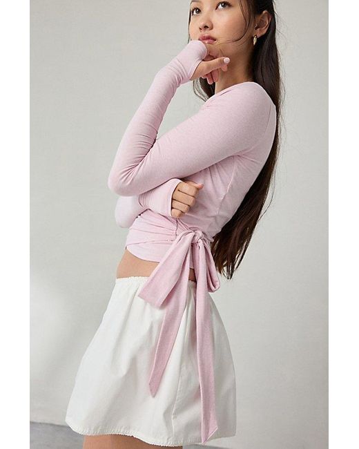 Out From Under Pink Bec Long Sleeve Ballet Wrap Top