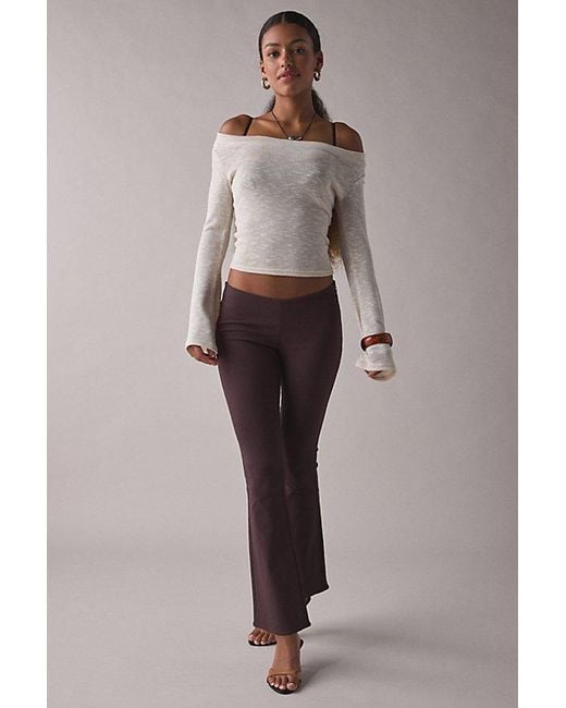 Kimchi Blue Brown Hailey Stretch Pull-On Low-Rise Flare Pant