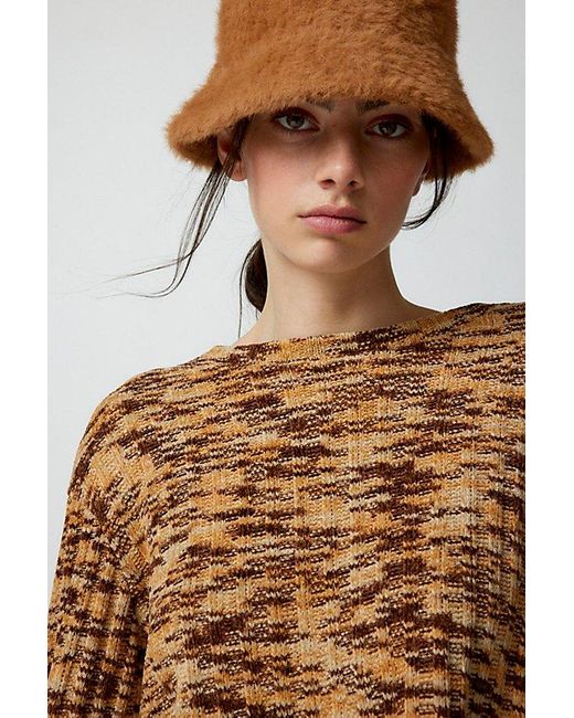 Urban Renewal Brown Remnants Marled Chenille Drippy Sleeve Sweater