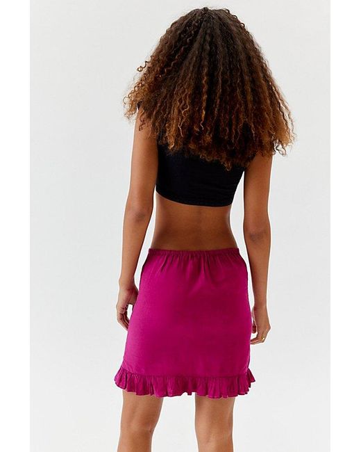 Urban Outfitters Red Uo Santorini Linen Mini Skirt