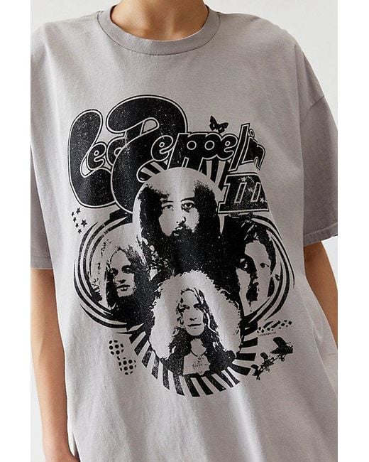 Urban Outfitters Gray Led Zeppelin Crew Neck T-Shirt Dress