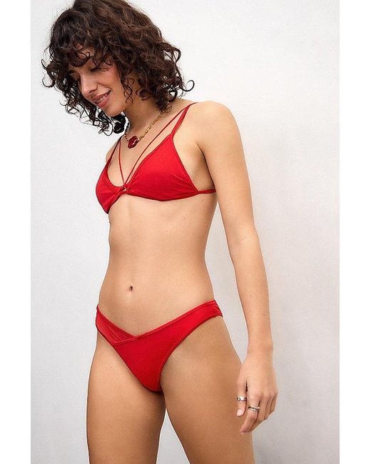 Out From Under Red Skinny Straps Bikini Bottom