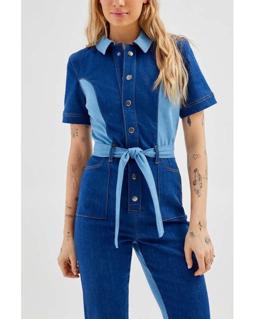 Urban Outfitters Uo Bella Zip-front Coverall Jumpsuit in Blue