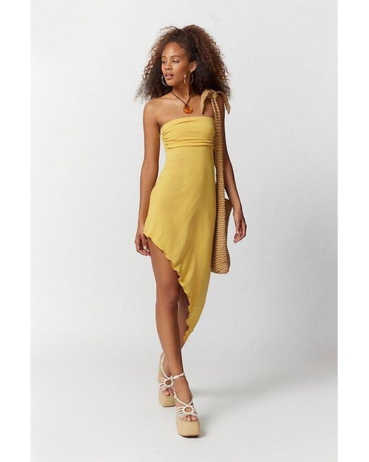 Urban Outfitters Yellow Uo Y2K Asymmetrical Midi Dress