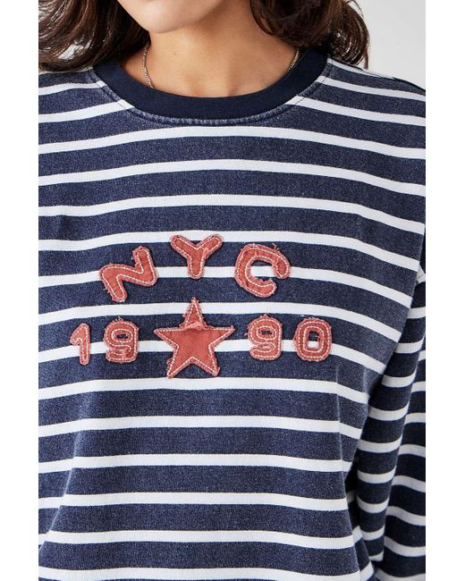 BDG Blue Stripe Nyc 1990 Jumper Xs At Urban Outfitters