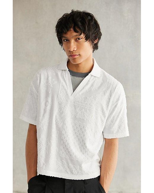 Standard Cloth White Foundation Terry Polo Shirt Top for men