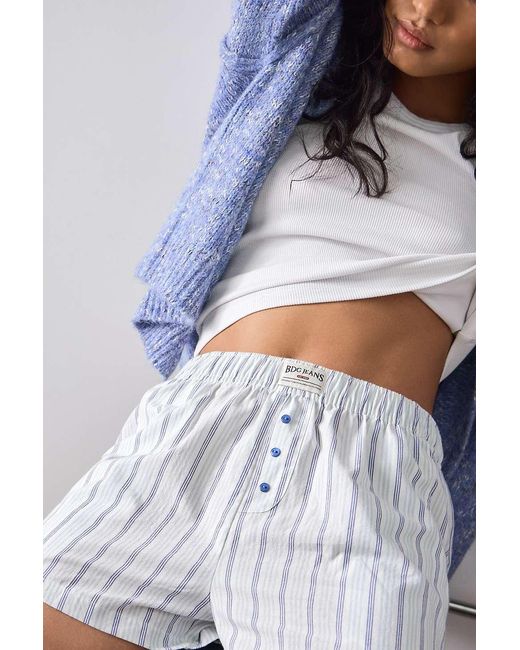BDG White Striped Boxer Shorts