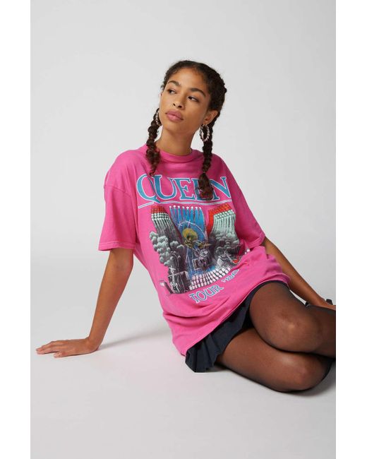 Urban Outfitters Queen Distressed Oversized Tee In Pink,at