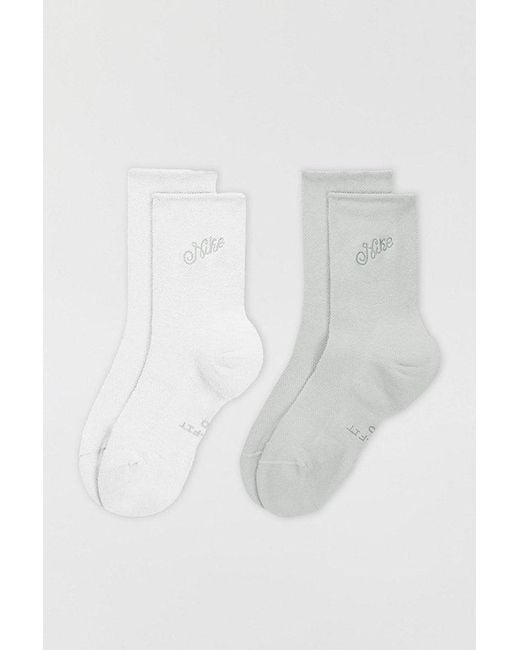 Nike White Everyday Elevated Crew Socks 2-Pack