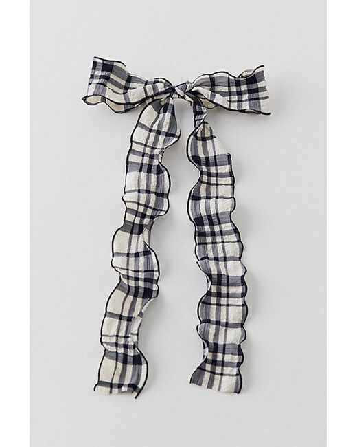 Urban Outfitters Black Wavy Gingham Bow Barrette