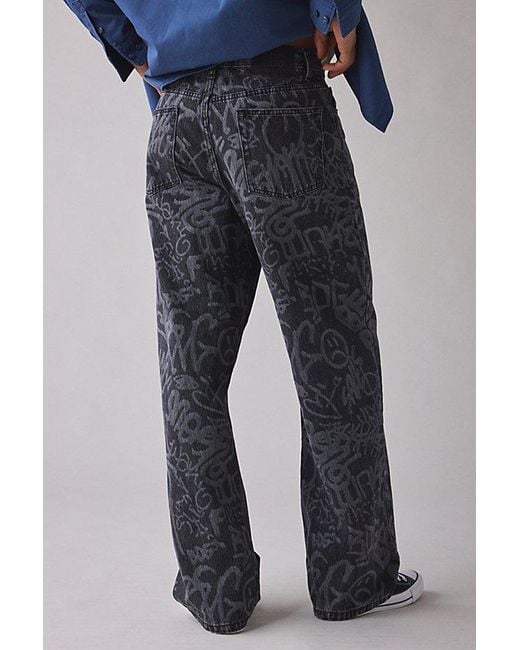 BDG Blue Nitro Graffiti Print Baggy Fit Jean for men