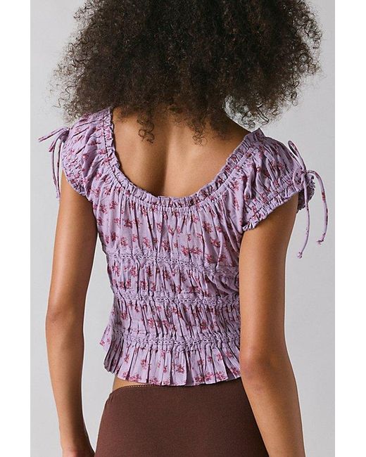 Kimchi Blue Brown Remi Tie-Front Cropped Blouse