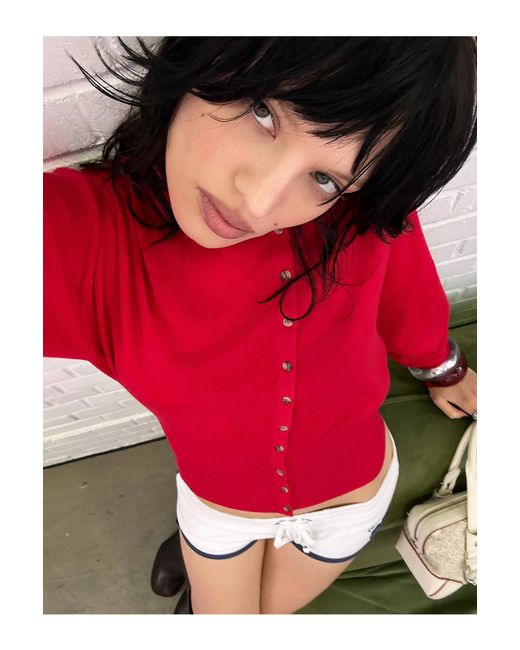 Urban Outfitters Red Uo Daley Batwing Cardigan
