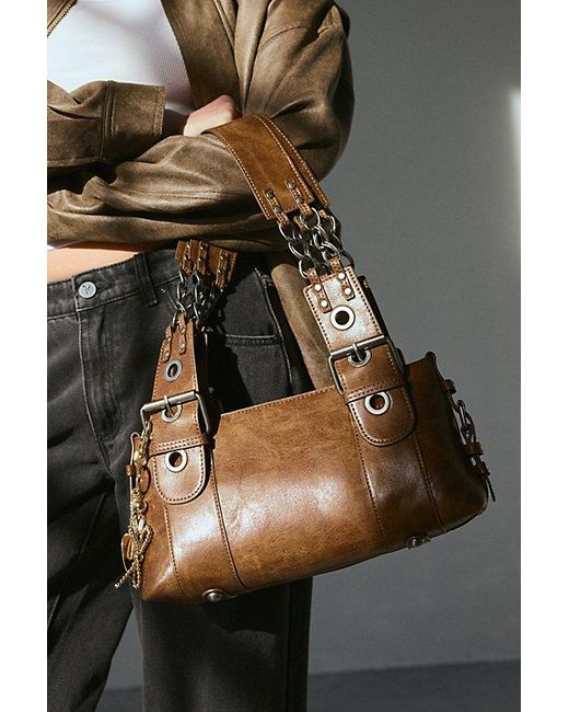 Silence + Noise Brown Chain Strap Shoulder Bag