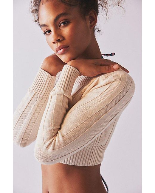 Silence + Noise Pink Ezra Cropped Pullover Sweater