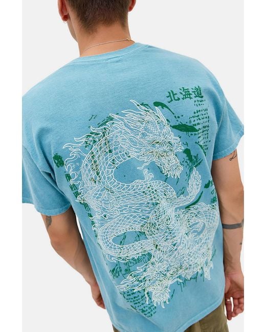 Urban Outfitters Blue Uo Dragon Graphic Tee for men