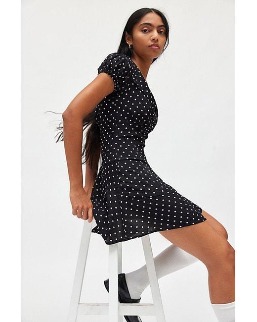 Kimchi Blue Kimchi Vera Polka Dot Drop Waist Mini Dress in Black Lyst