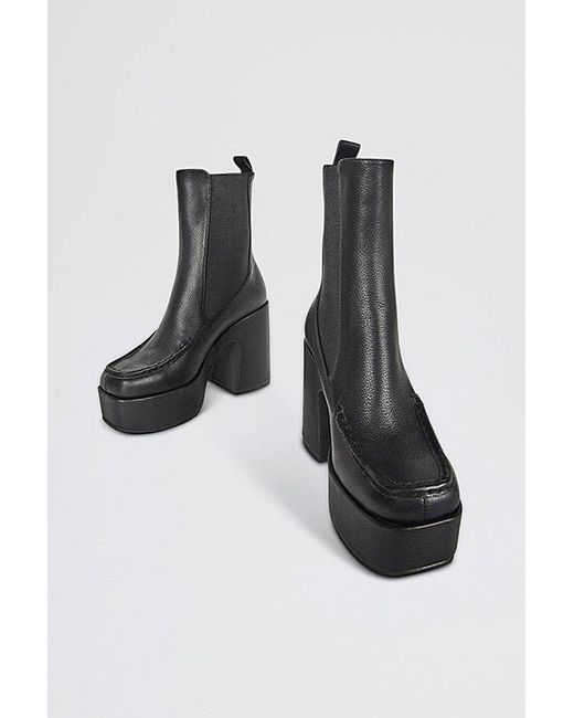 INTENTIONALLY ______ Black Celeste Leather Platform Chelsea Boot