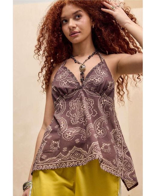 Kimchi Blue Brown Bandana Halter Top