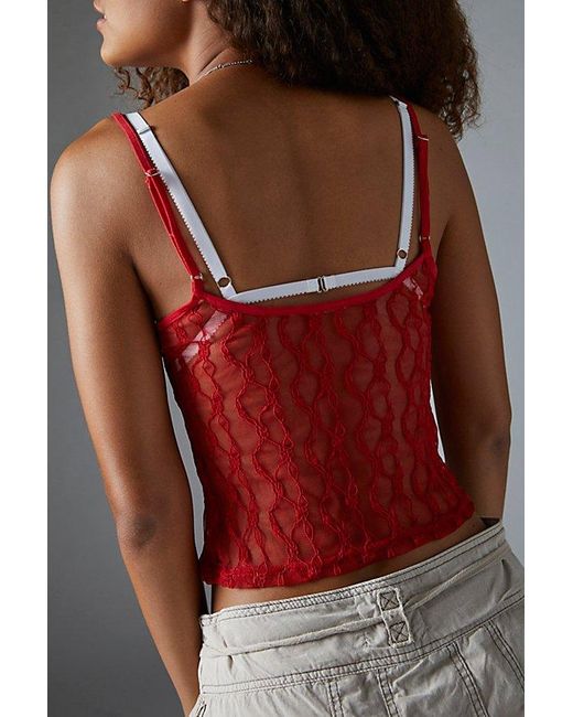 Out From Under Red Lovella Sheer Lace Cami