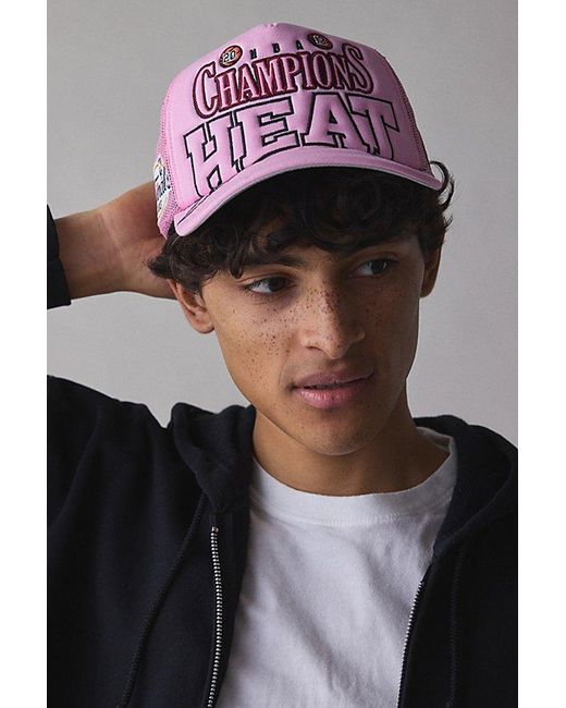 Mitchell & Ness Pink Nba Miami Heat Champs Trucker Hat for men