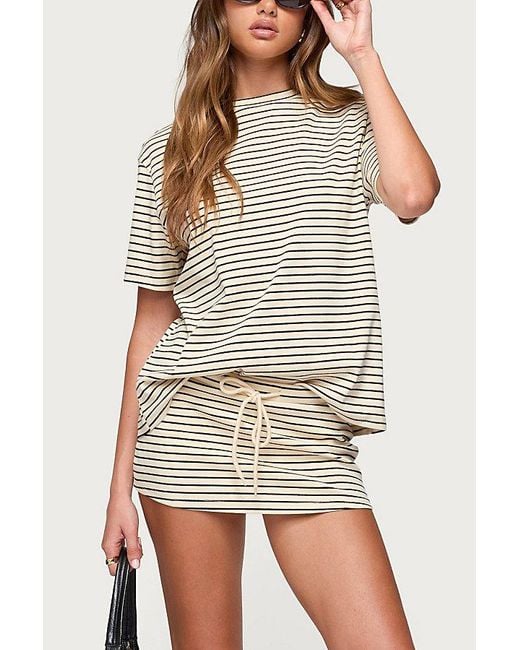 Edikted Brown Brena Striped Oversized T Shirt Top