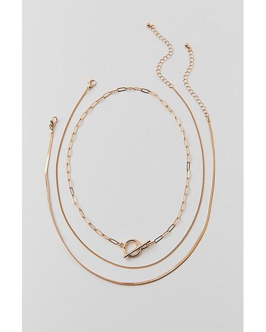 Urban Outfitters Natural Delicate Chain Toggle Layering Necklace Set