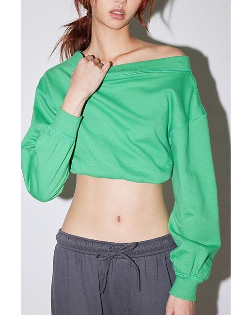 Out From Under Green Bubble Hem Cropped Sweatshirt