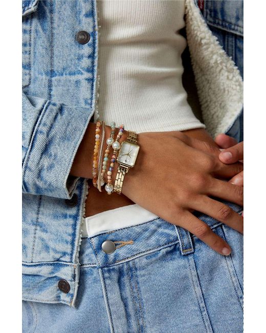 Urban Outfitters Gray Classic Metal Rectangle Watch