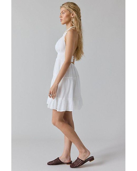 Kimchi Blue Phoebe Cotton Open-Back Halter Knee Length Dress in White | Lyst Kimchi Blue Phoebe Cotton Open-Back Halter Knee Length Dress in White | Lyst