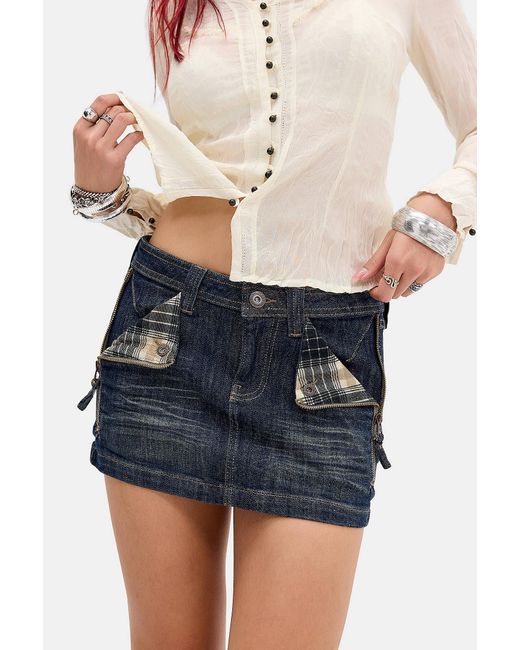 Urban Outfitters Multicolor Uo Nara Foldover Denim Mini Skirt