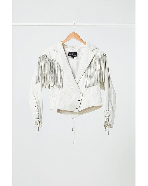 Urban Outfitters Vintage White Fringe Leather Jacket
