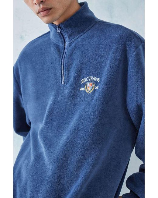 BDG Blue Crest Fleece Mock Neck Sweatshirt for men