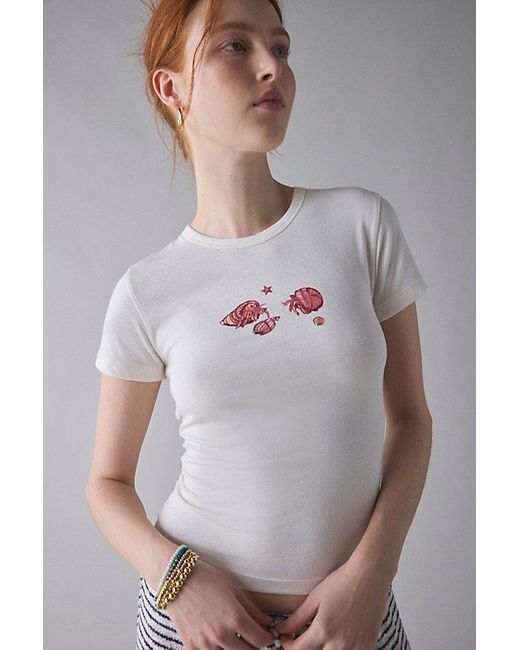 Urban Outfitters Gray Fish Friends Graphic Baby Tee