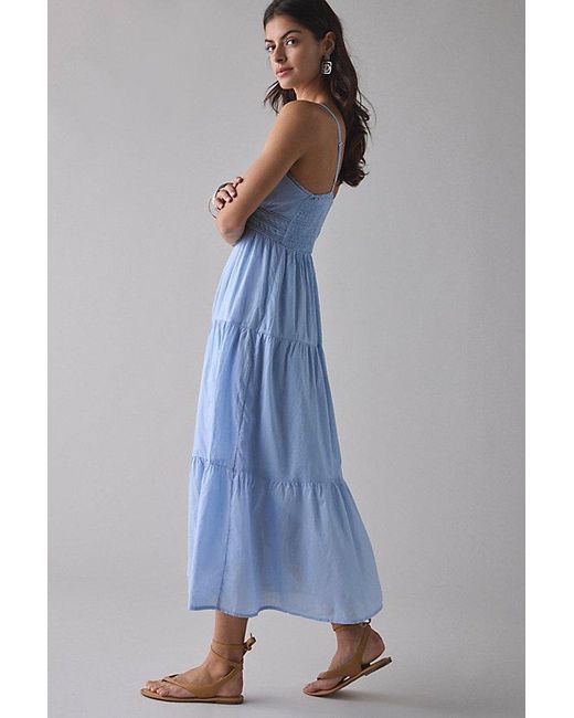 Kimchi Blue Blue Serafina Lace Trim Tiered Babydoll Maxi Dress
