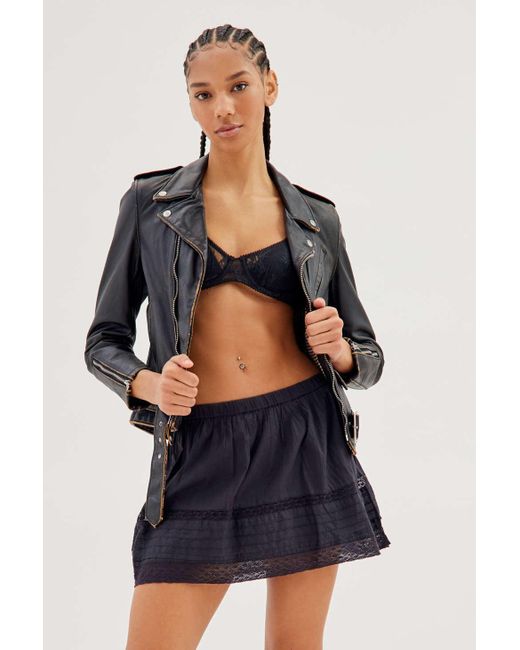 Urban Outfitters Blue Uo Annabelle Lace Mini Skirt In Black,at