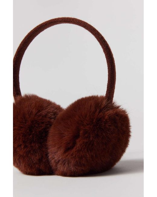 Urban Outfitters Faux Fur Earmuffs In Brown,at in Red Lyst