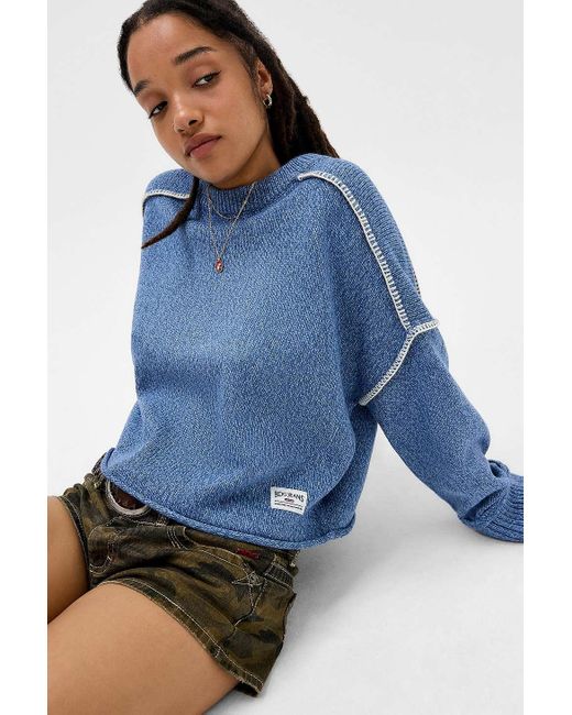 BDG Blue Overlocked Crew Jumper