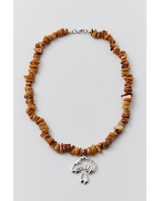 Urban Outfitters Brown Mushroom Stone Necklace for men