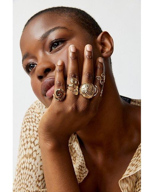 Urban Outfitters Brown Spiral Statement Ring Set