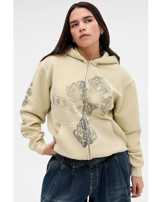 Silence + Noise Natural Silence + Noise Grunge Cross Zip-through Hoodie