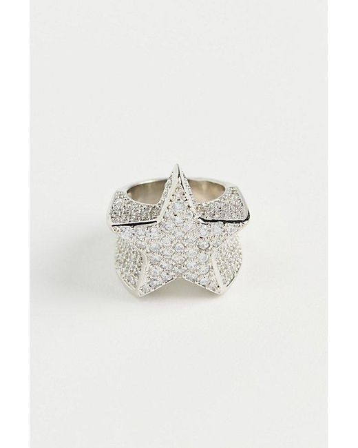 Urban Outfitters Metallic Iced Star Ring for men