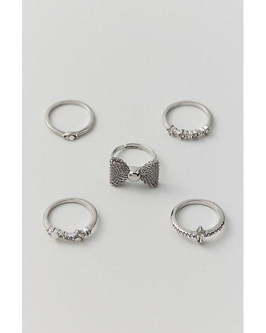 Urban Outfitters Black Bow Rhinestone Ring Set