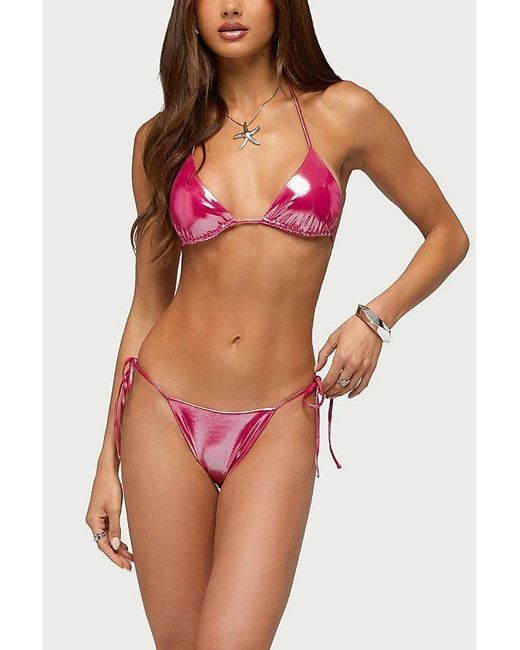 Edikted Pink Seffey Metallic String Bikini Bottom