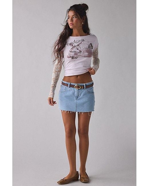 BDG Pink Sloane Graphic Lace Layered Twofer Long Sleeve Tee