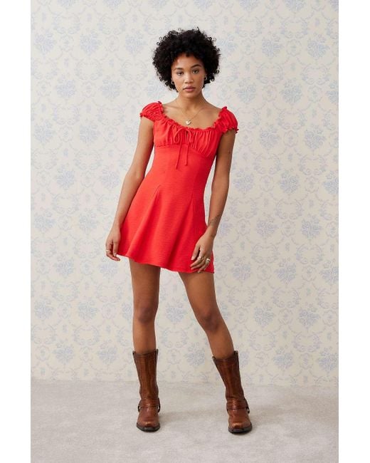 Urban Outfitters Red Uo Blair Mini Dress