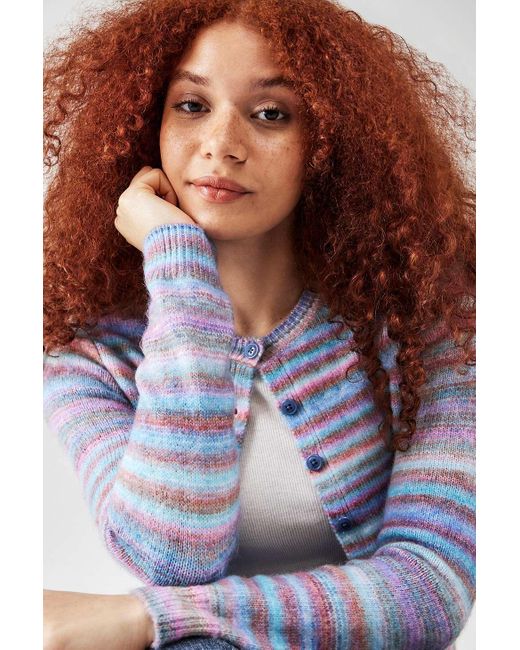 BDG Blue Space-dye Stripe Cardigan