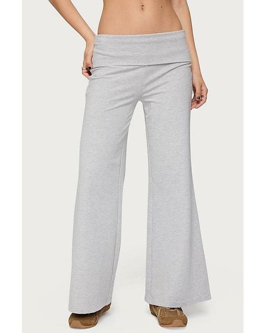 Edikted Blue Petite Wide Leg Fold Over Pants